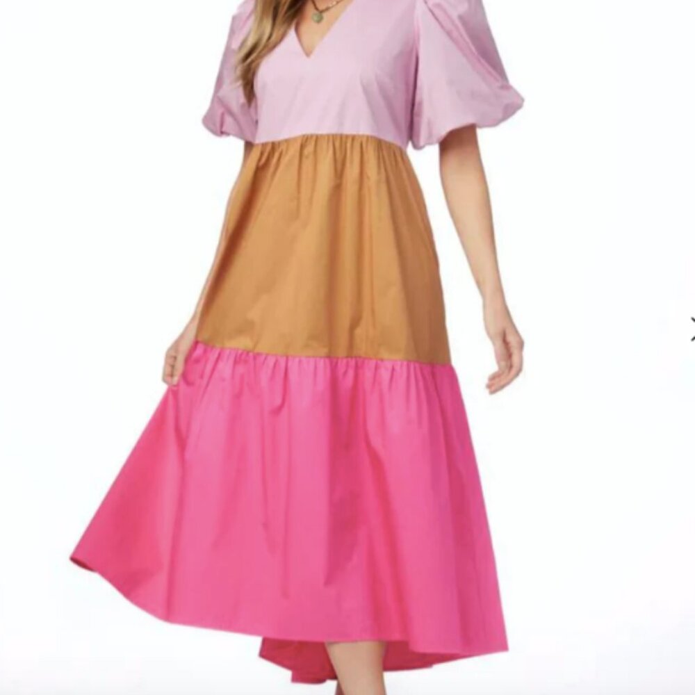 Crosby by Mollie Burch Brawley Dress in Pink Love Colorblock Small